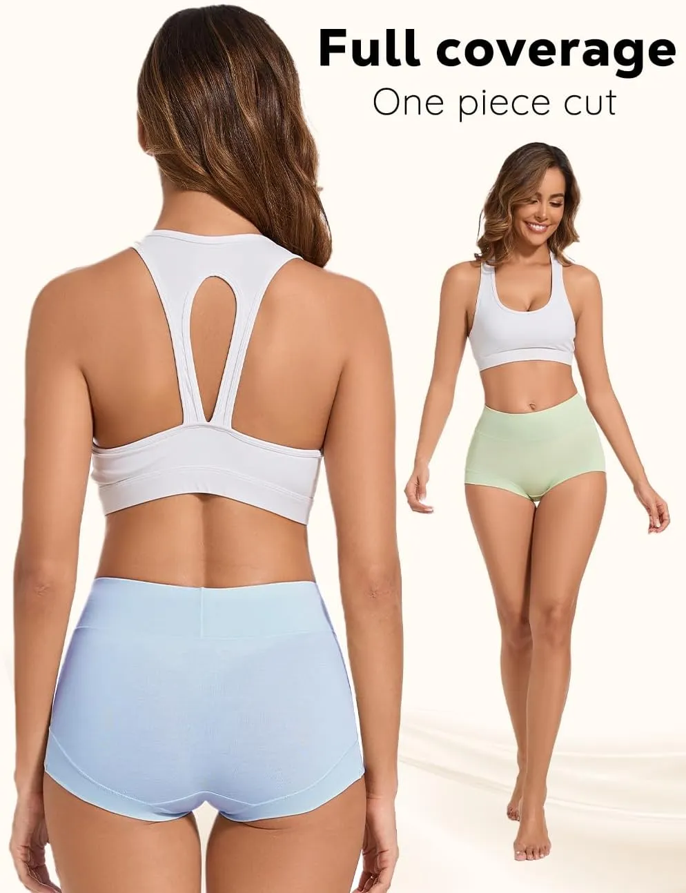 5 Pack Womens Cotton High Waisted Full Coverage Underwear(Regular & Plus Size)