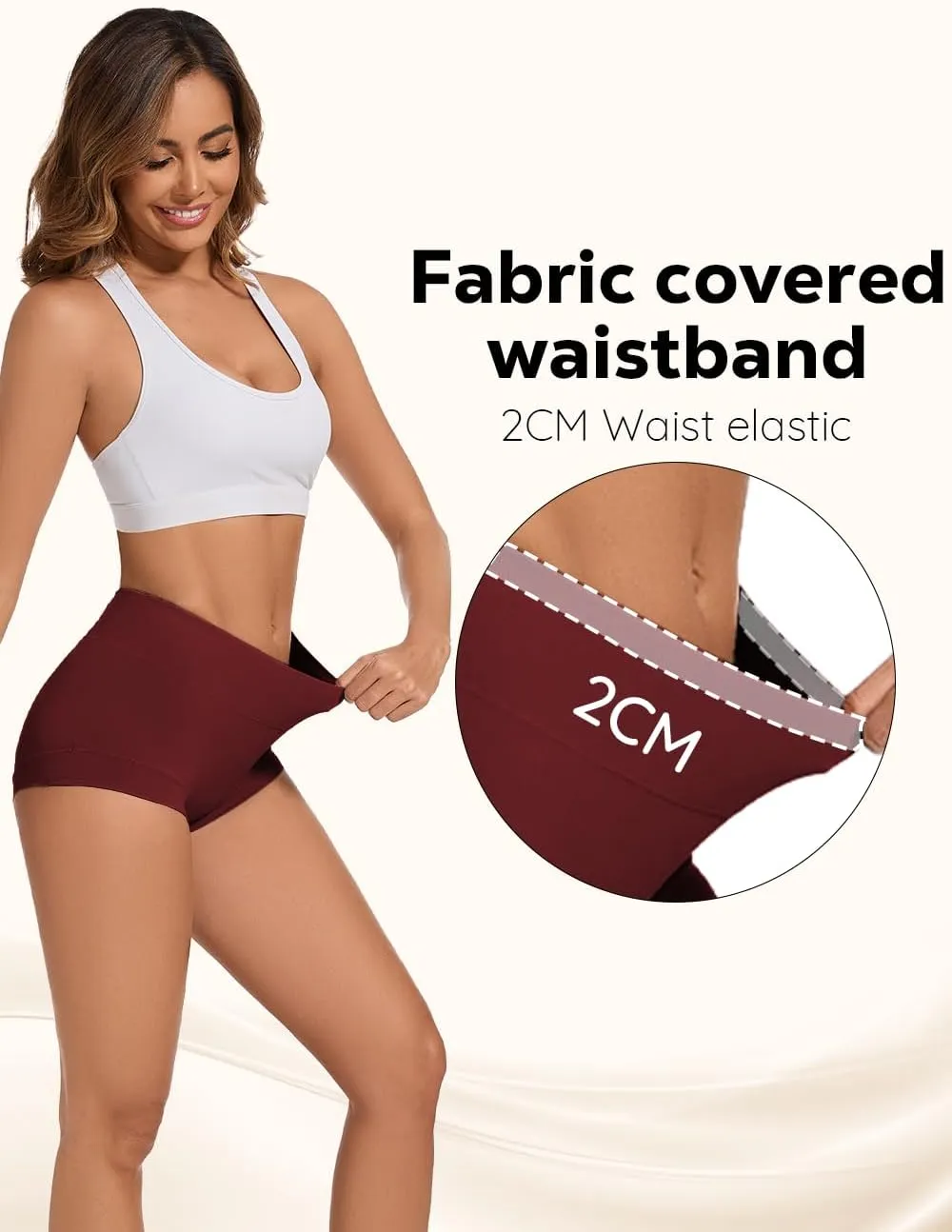 5 Pack Womens Cotton High Waisted Full Coverage Underwear(Regular & Plus Size)