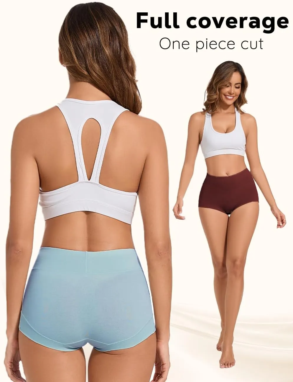 5 Pack Womens Cotton High Waisted Full Coverage Underwear(Regular & Plus Size)