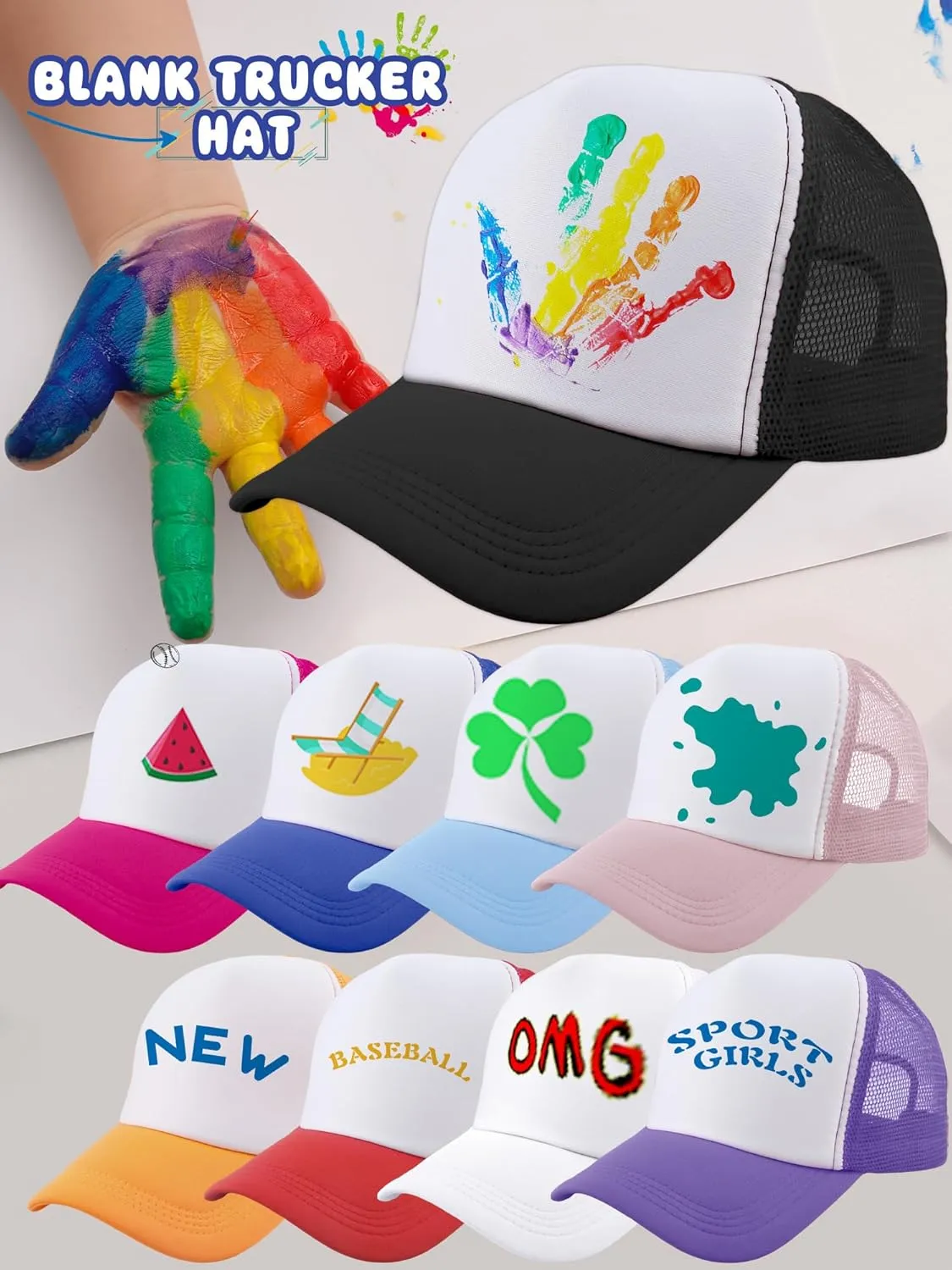 6 Pack Adult Trucker Cap Summer Mesh Baseball Cap DIY Sublimation Trucker Hat for Men Women Summer Outdoor Activities