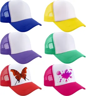6 Pack Adult Trucker Cap Summer Mesh Baseball Cap DIY Sublimation Trucker Hat for Men Women Summer Outdoor Activities