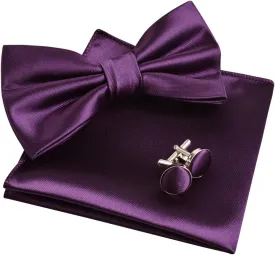 Alizeal Mens Tuxedo Bow Tie, Hanky and Cufflinks Set