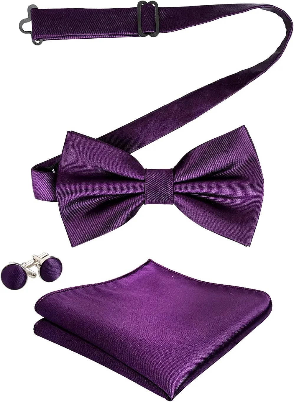 Alizeal Mens Tuxedo Bow Tie, Hanky and Cufflinks Set