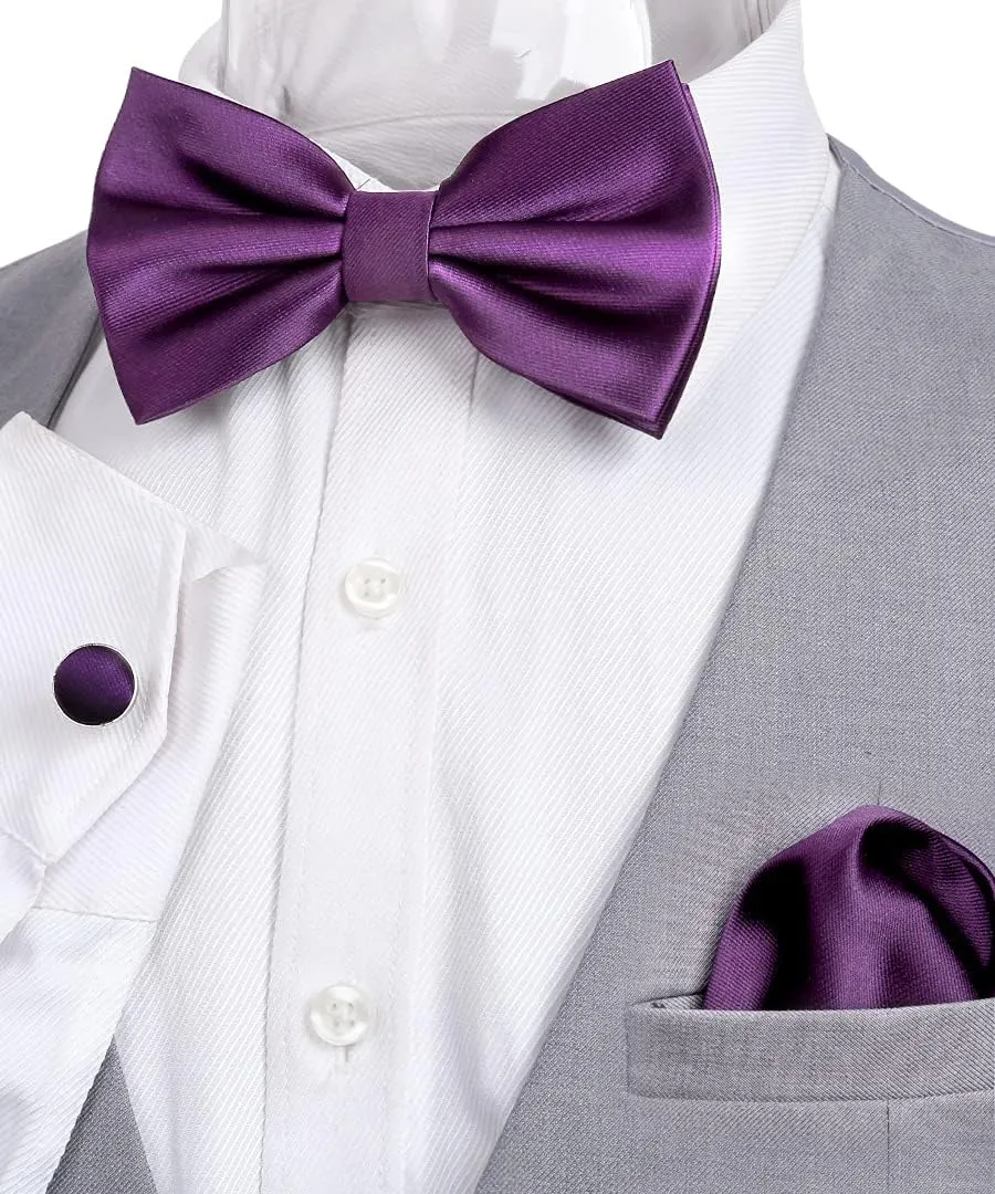 Alizeal Mens Tuxedo Bow Tie, Hanky and Cufflinks Set