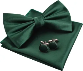 Alizeal Mens Tuxedo Bow Tie, Hanky and Cufflinks Set