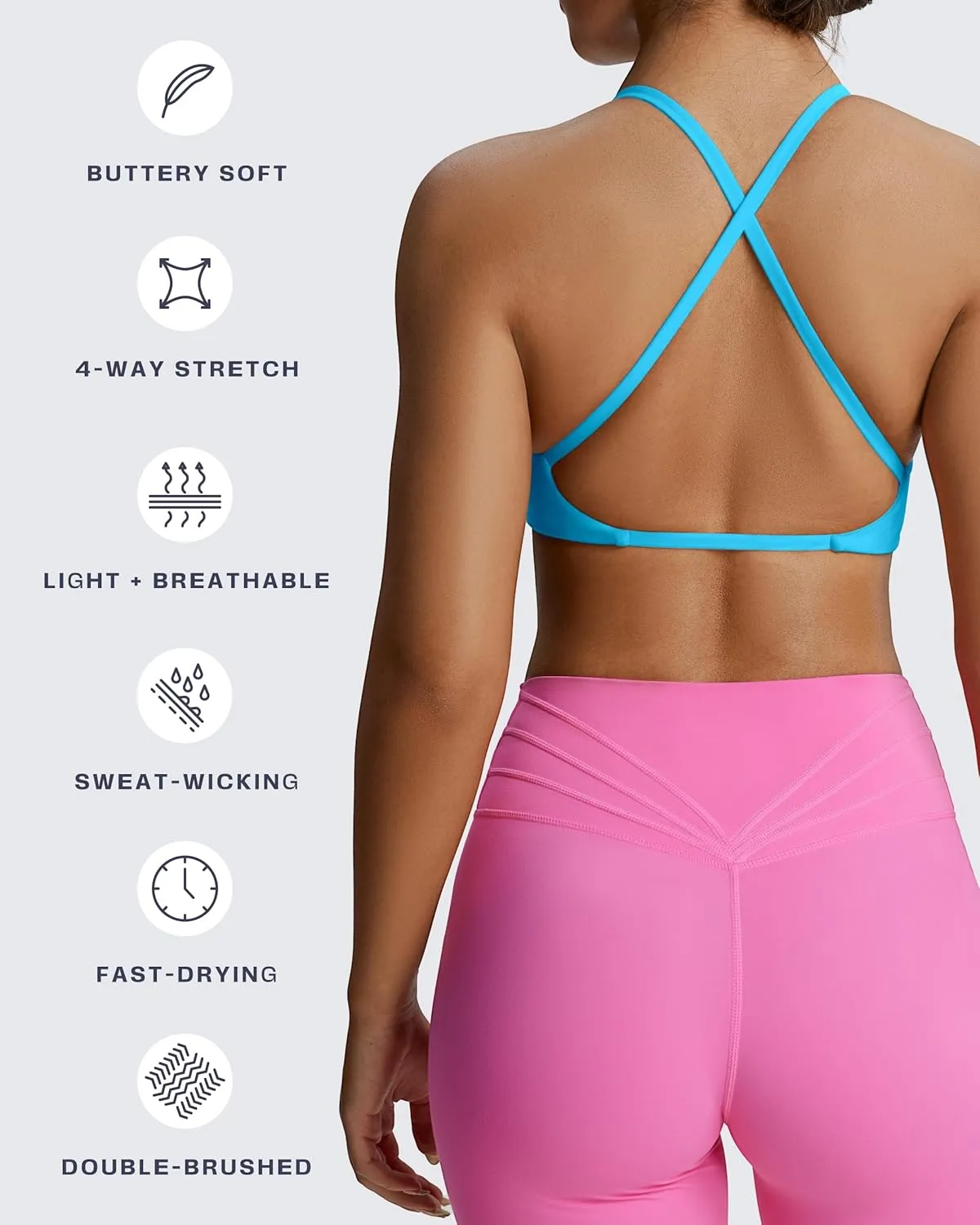 Aoxjox Women's Workout Sports Bras Fitness Backless Padded Sienna Low Impact Bra Yoga Crop Tank Top