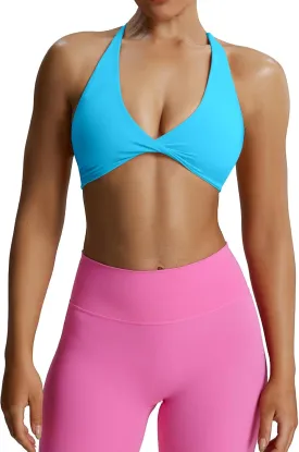 Aoxjox Women's Workout Sports Bras Fitness Backless Padded Sienna Low Impact Bra Yoga Crop Tank Top