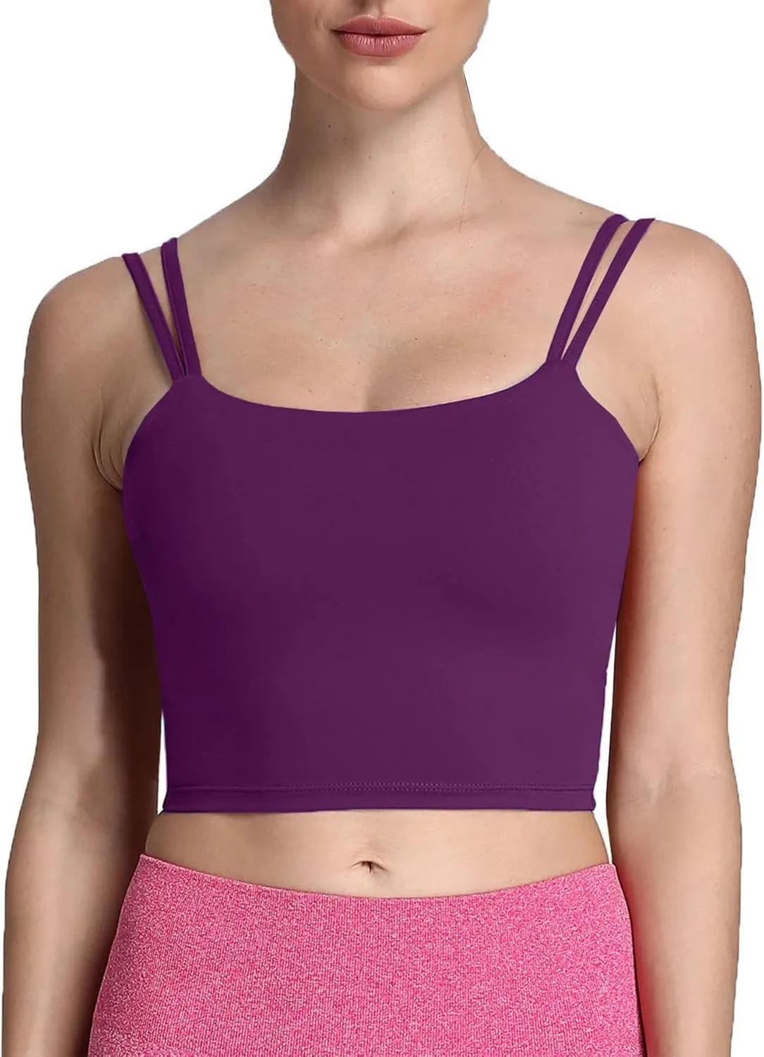 Aoxjox Women's Workout Sports Bras Fitness Padded Backless Yoga Crop Tank Top Twist Back Cami