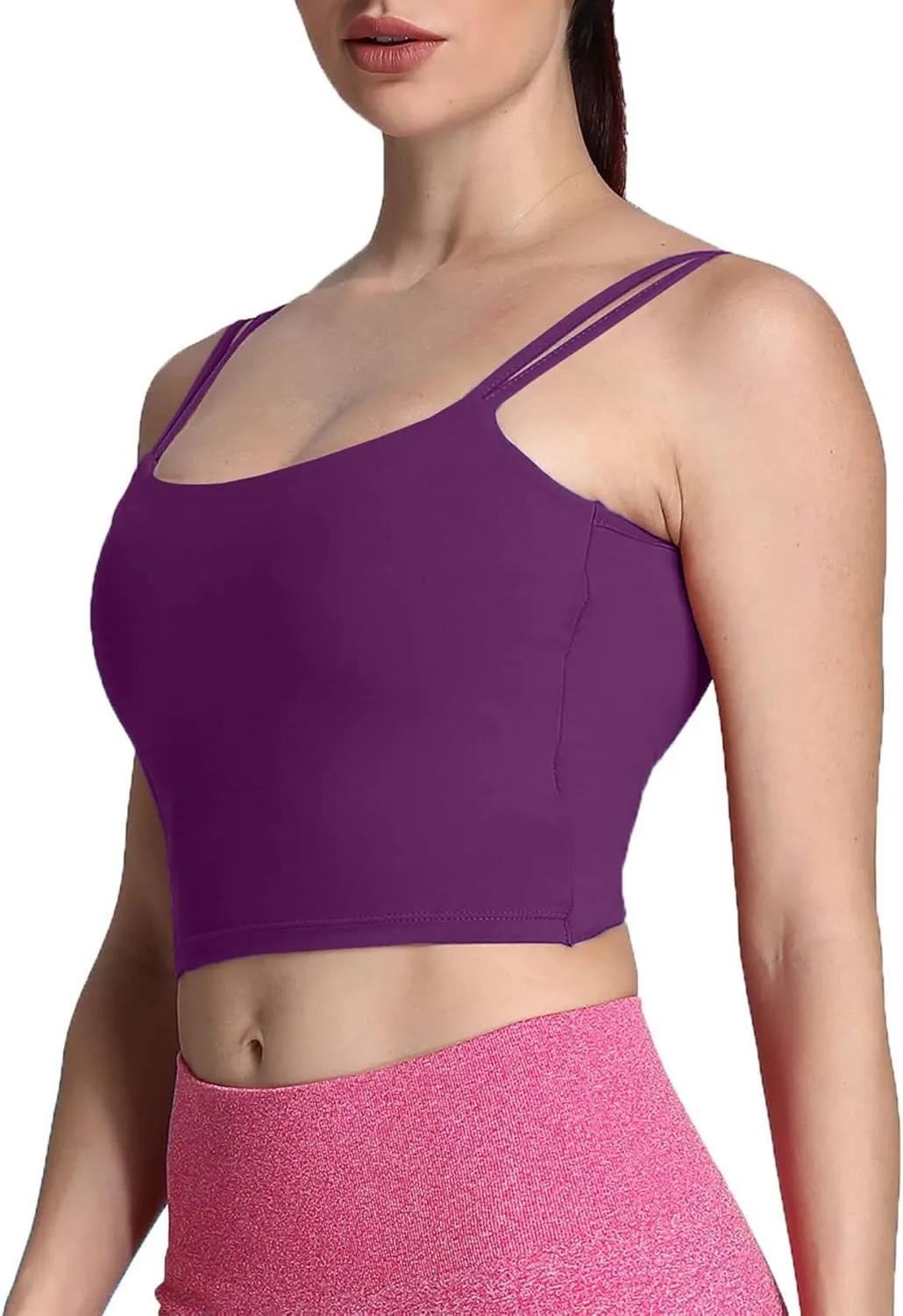 Aoxjox Women's Workout Sports Bras Fitness Padded Backless Yoga Crop Tank Top Twist Back Cami