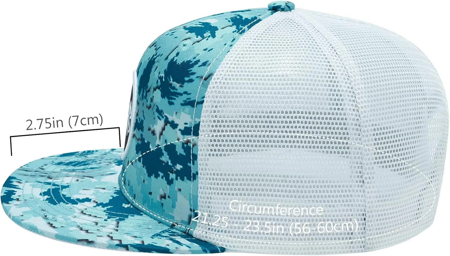 BASSDASH Flat Brim Trucker Cap Adjustable Snapback Hat Mesh Back for Men Women