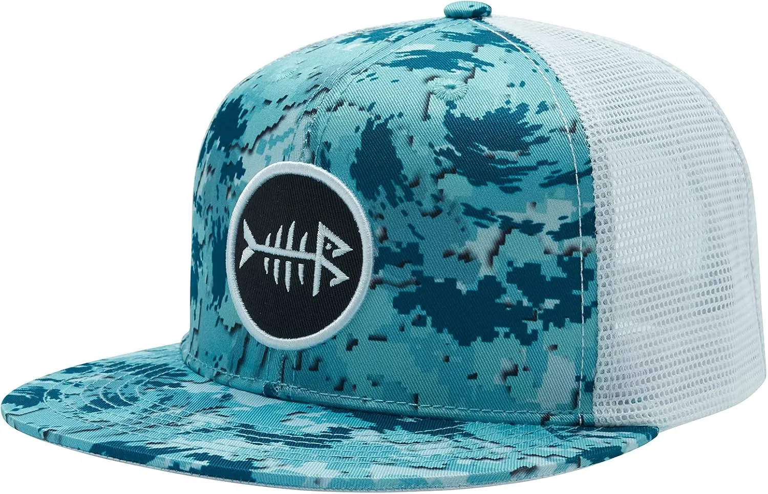 BASSDASH Flat Brim Trucker Cap Adjustable Snapback Hat Mesh Back for Men Women