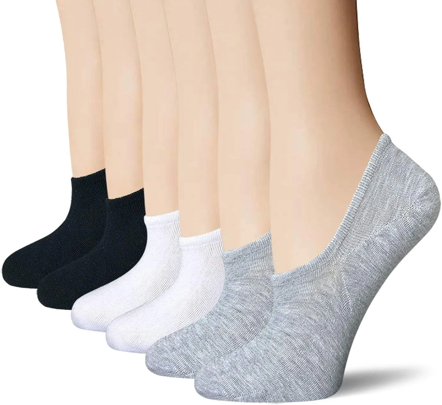 BERING No Show Socks Womens 6 Pairs Low Cut Ankle Footies for Flats Sneaker Slip On Loafer