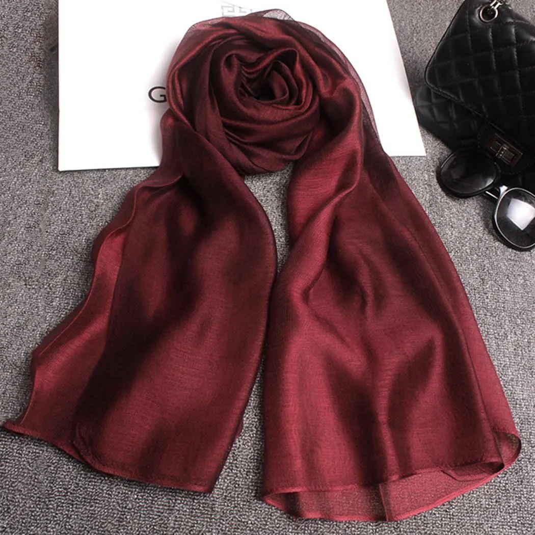 Cotton Silk Scarf Elegant Soft Wraps Color Shade Scarves for Women