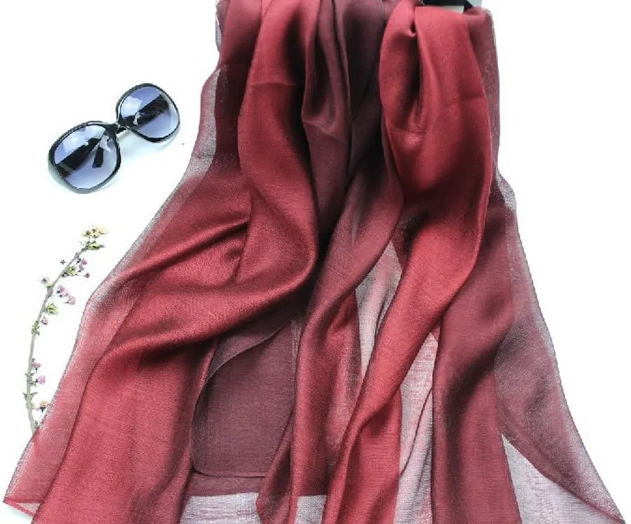 Cotton Silk Scarf Elegant Soft Wraps Color Shade Scarves for Women