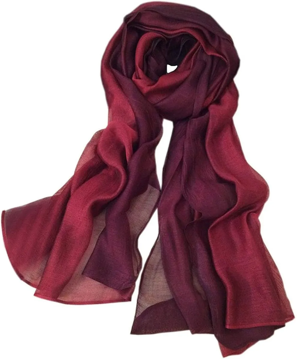 Cotton Silk Scarf Elegant Soft Wraps Color Shade Scarves for Women