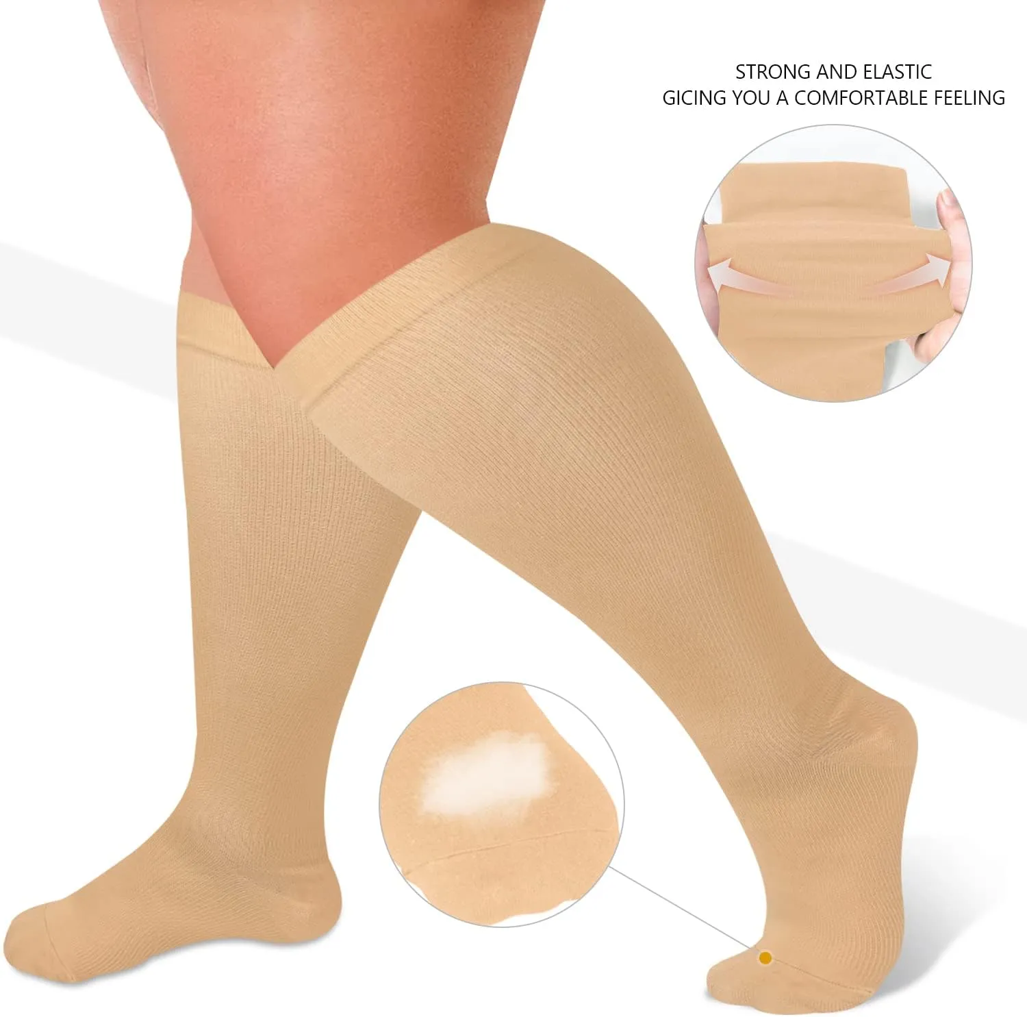 Diu Life 3 Pairs Plus Size Compression Socks for Women and Men Wide Calf Extra Knee High Support for Circulation