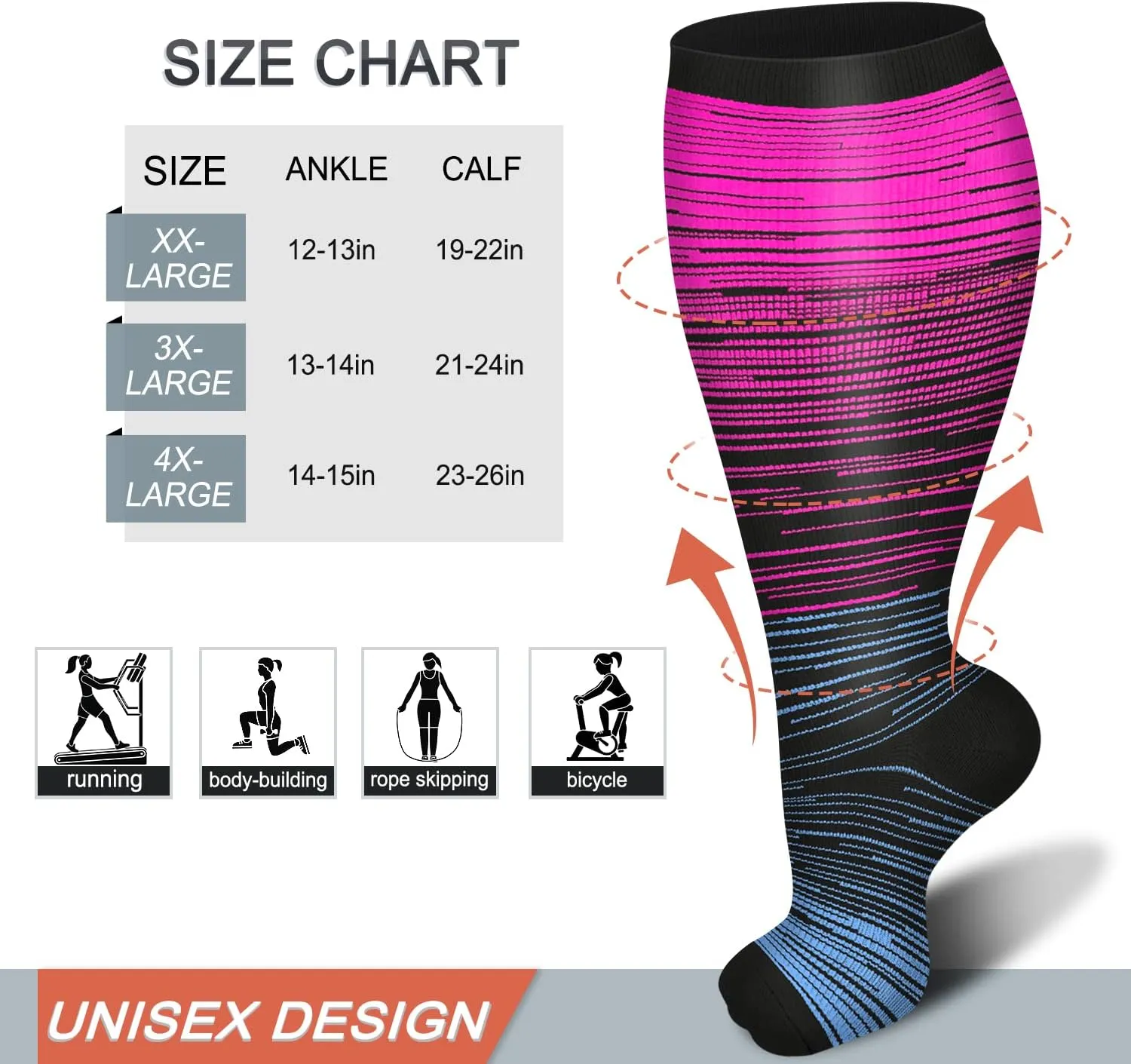 Diu Life 3 Pairs Plus Size Compression Socks for Women and Men Wide Calf Extra Knee High Support for Circulation
