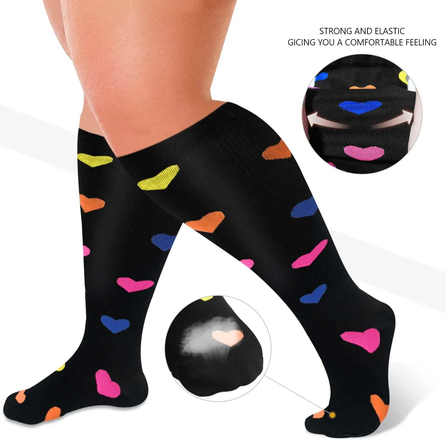 Diu Life 3 Pairs Plus Size Compression Socks for Women and Men Wide Calf Extra Knee High Support for Circulation