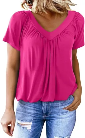 Dokotoo Women's Casual Summer T Shirts Short Sleeve V Neck Tops Tshirts