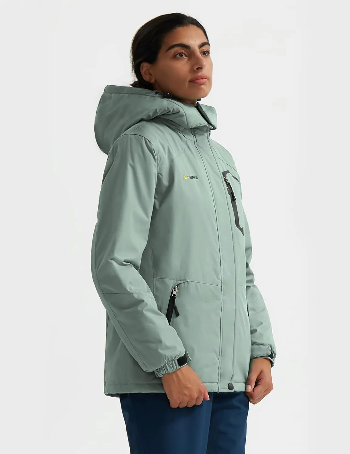 GEMYSE Women's Ski Snow Jacket Warm Winter Waterproof Coat Snowboard Rain Jacket Hooded Windproof Windbreaker