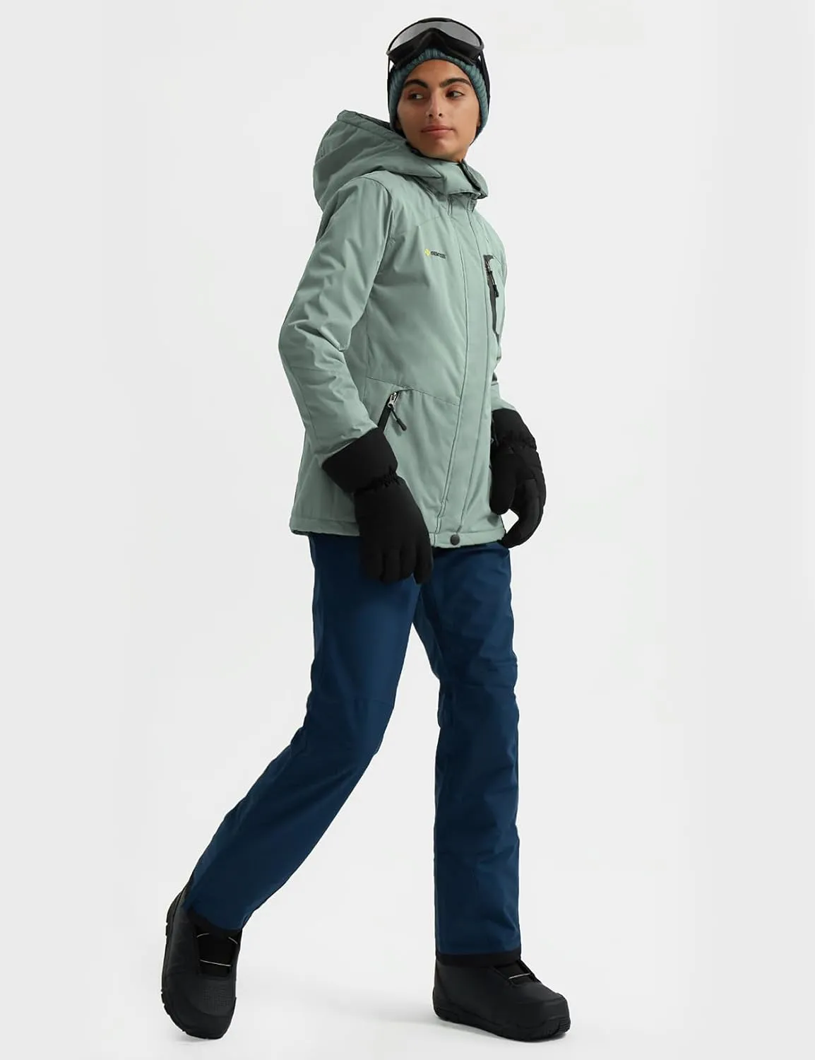 GEMYSE Women's Ski Snow Jacket Warm Winter Waterproof Coat Snowboard Rain Jacket Hooded Windproof Windbreaker
