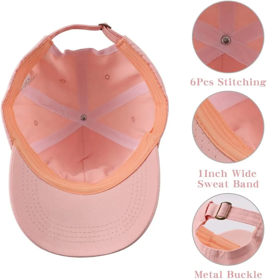 Girls Baseball Cap Kids Cute Sun Hat Adjustable Trucker Hats Toddler Rainbow Floral Ponytail Caps Spring Summer