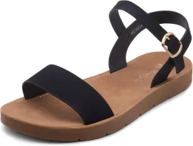 Herstyle Monday Womens Open Toes One Band Ankle Strap Flat Sandals