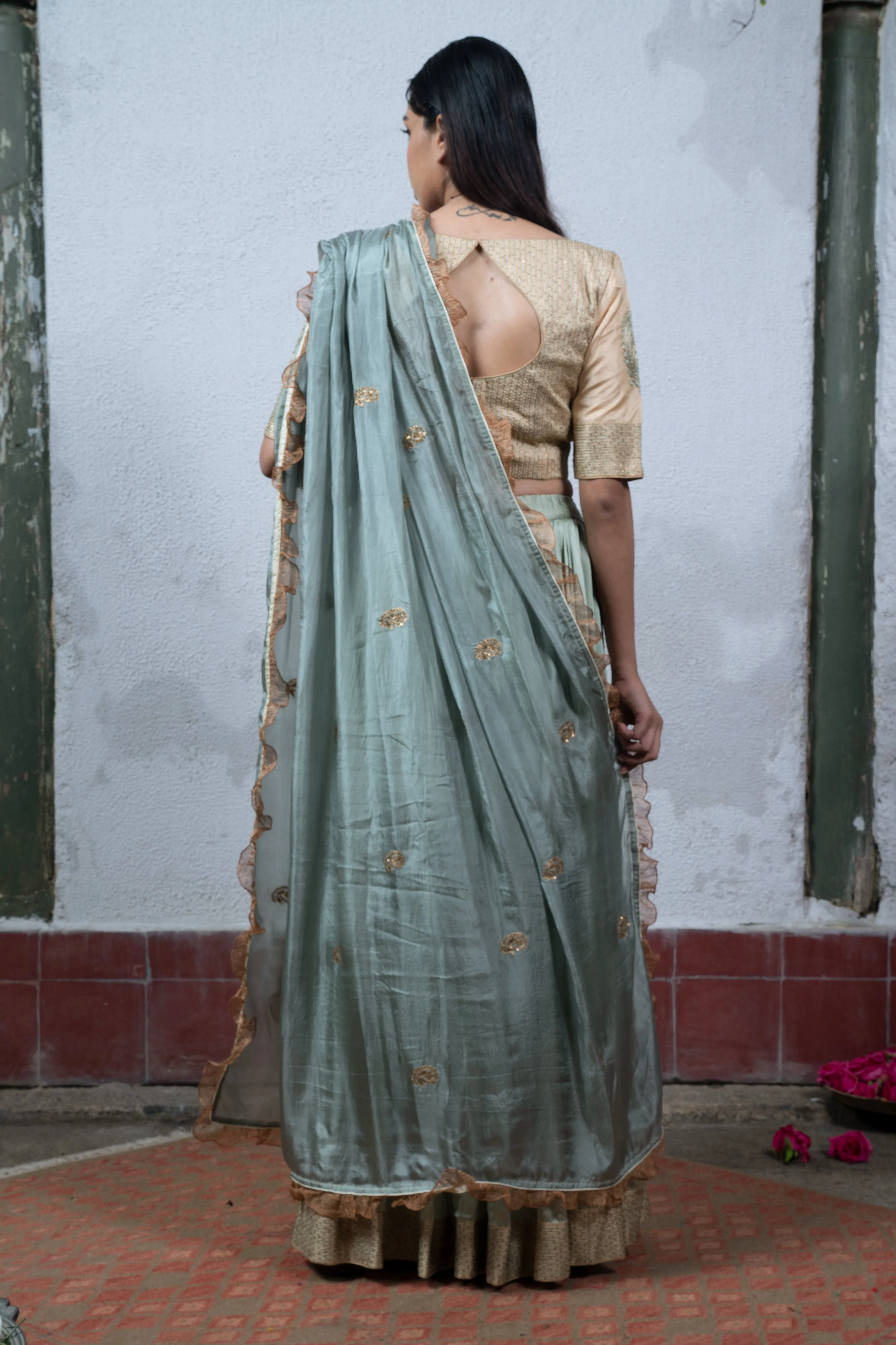 Jaji: Elegant Sea Green Lehenga - Traditional Indian Womens Apparel