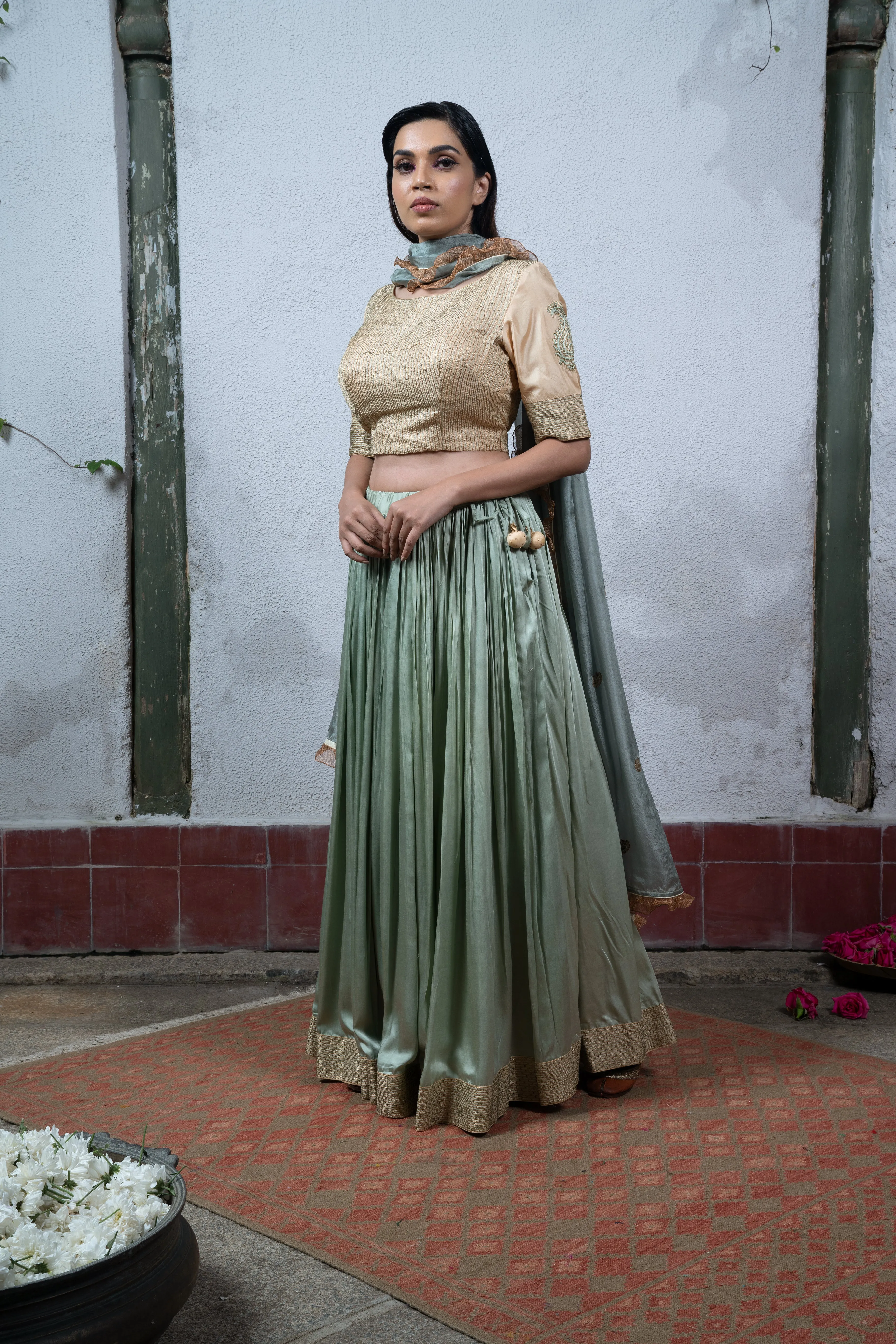 Jaji: Elegant Sea Green Lehenga - Traditional Indian Womens Apparel