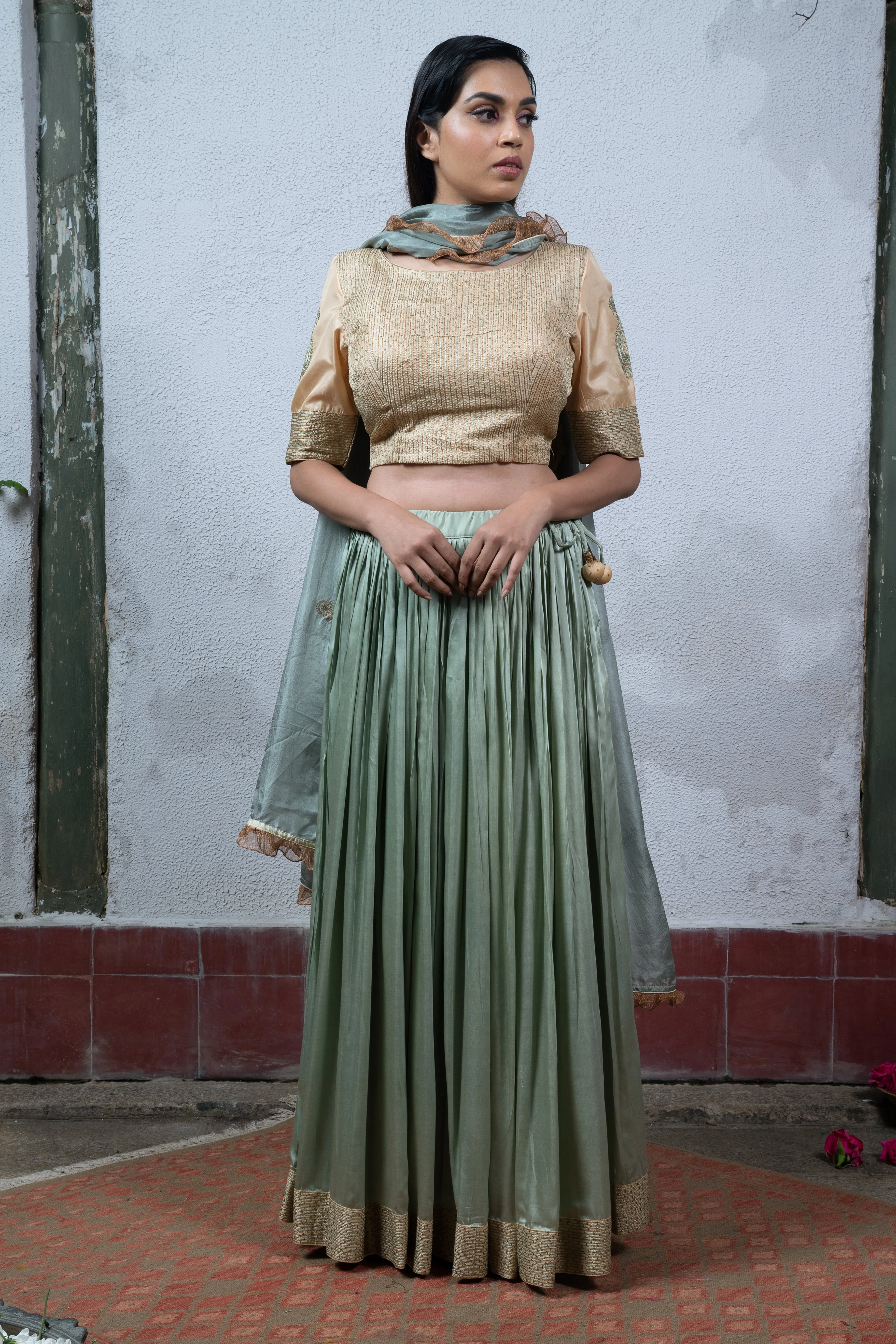 Jaji: Elegant Sea Green Lehenga - Traditional Indian Womens Apparel