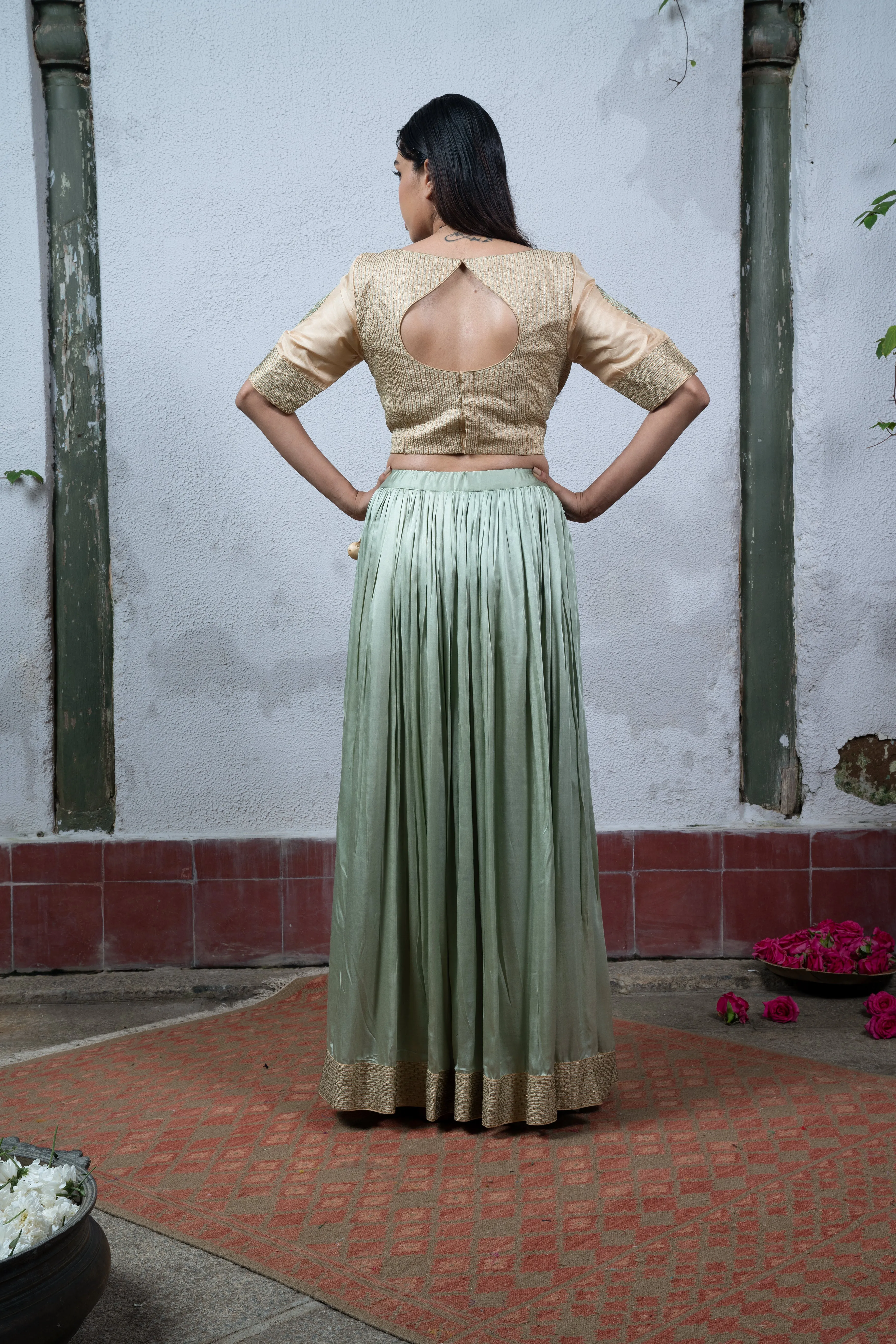 Jaji: Elegant Sea Green Lehenga - Traditional Indian Womens Apparel