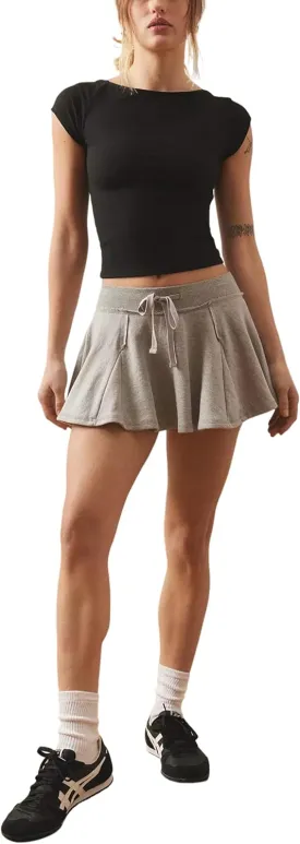 Lentta Women's Summer Mini Skort Cotton Athletic Adjustable Waistband Skirt & Inner Shorts with Pocket