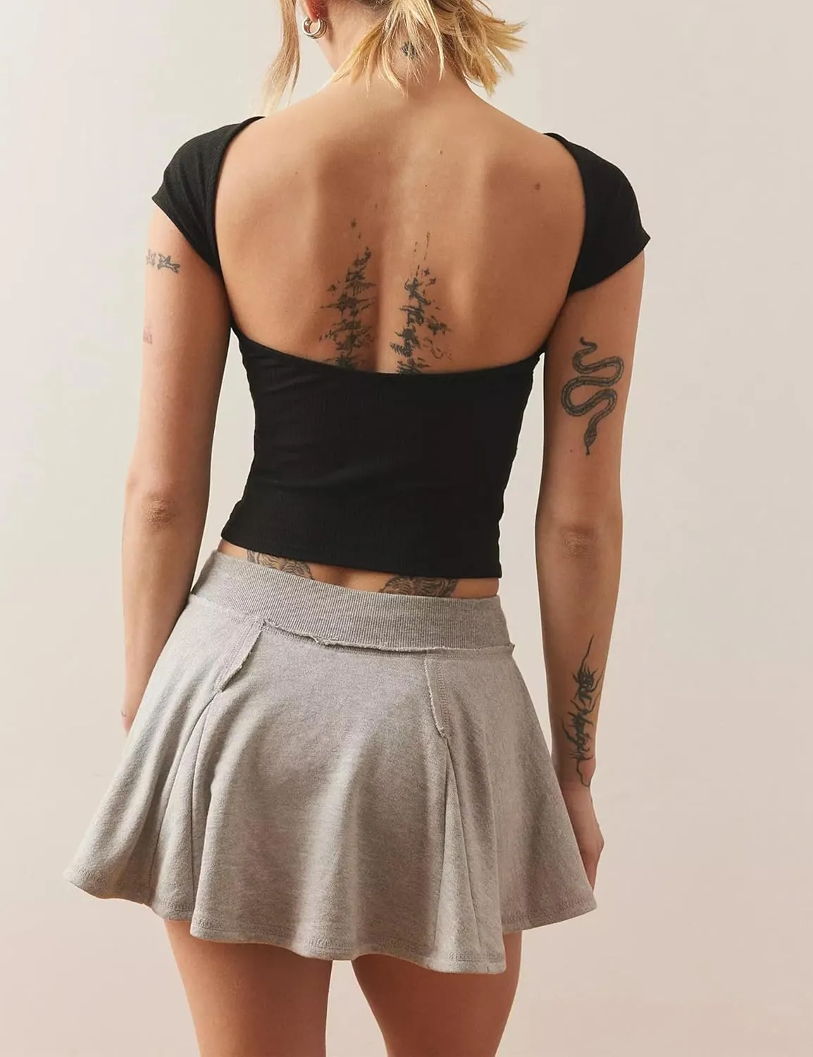 Lentta Women's Summer Mini Skort Cotton Athletic Adjustable Waistband Skirt & Inner Shorts with Pocket