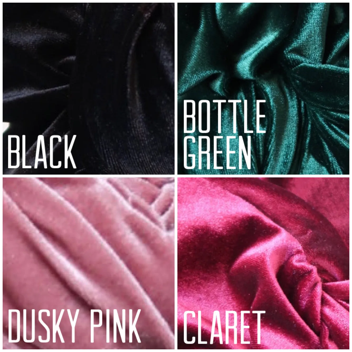 Made To Order: SLOUCHY KNOT Velvet Headband in 4 colours in black, claret, bottle green & dusky pink
