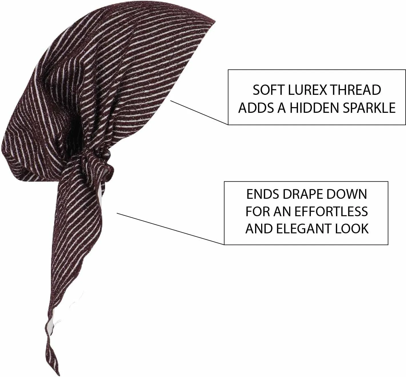 Madison Headwear Pretied Head Scarves for Women Featuring A Unique Sparkly Foil Finish and Stretchy Ribbed Fabric