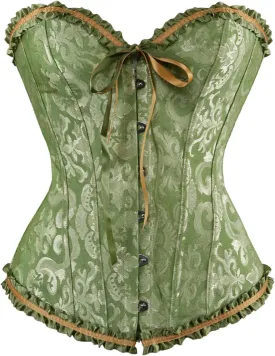 Moonight Corset Top Floral Renaissance Womens Lace Up Boned Overbust Corset Bustier