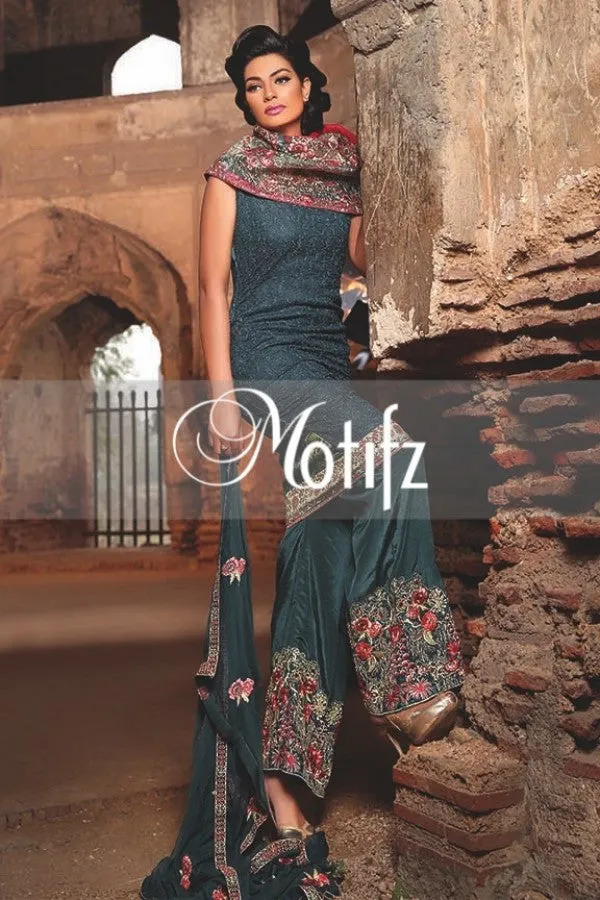Motifz Embroidered Crinkle Chiffon Collection '16 – Zink Blue 1263