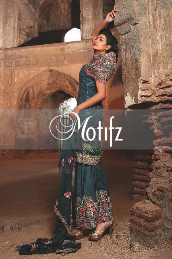 Motifz Embroidered Crinkle Chiffon Collection '16 – Zink Blue 1263