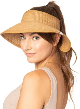 Ocean Pacific Sun Visor Hats for Women, Beach Roll Up Large-Brimmed Straw Hat, Sun Protection UPF 50