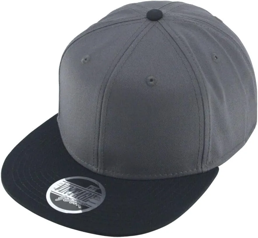 Premium Plain Cotton Twill Adjustable Flat Bill Snapback Hats Baseball Caps