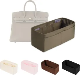 Purse Organizer Insert for Birkin 25/30/35/40, Satin Bag Insert Compatible with Hermes, Lightweight and Soft Touch Inner Bag for Women Luxury Handbags, Multicolor Options(Etoupe grey, BK25 Retourn)