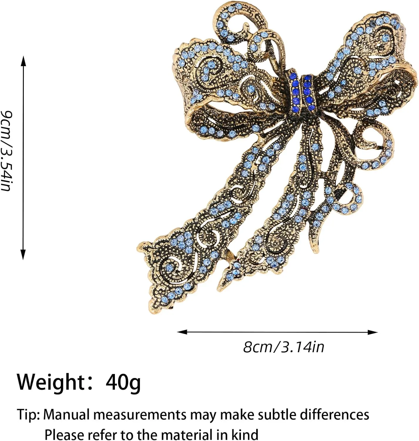 Rhinestone Bow Brooch Vintage Crystal Large Bowknot Brooches for Women Brooch Pin Wedding Fashion Jewelry Accessories,Women Gift