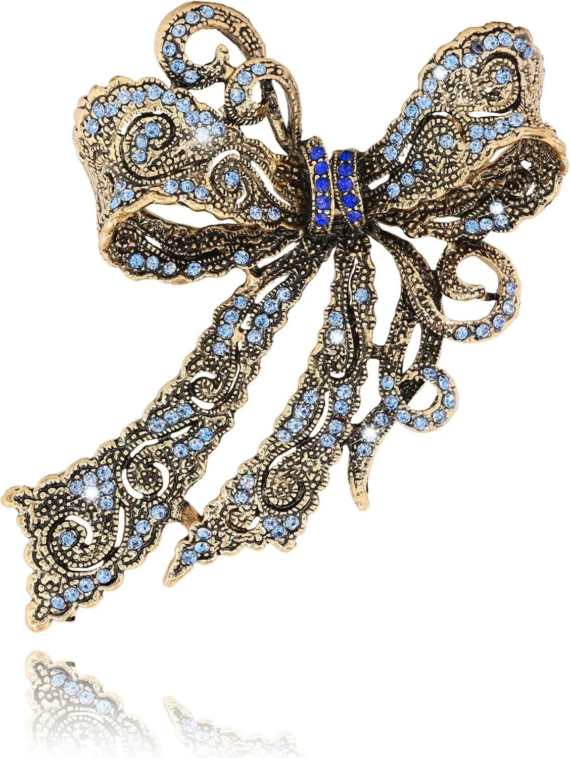Rhinestone Bow Brooch Vintage Crystal Large Bowknot Brooches for Women Brooch Pin Wedding Fashion Jewelry Accessories,Women Gift