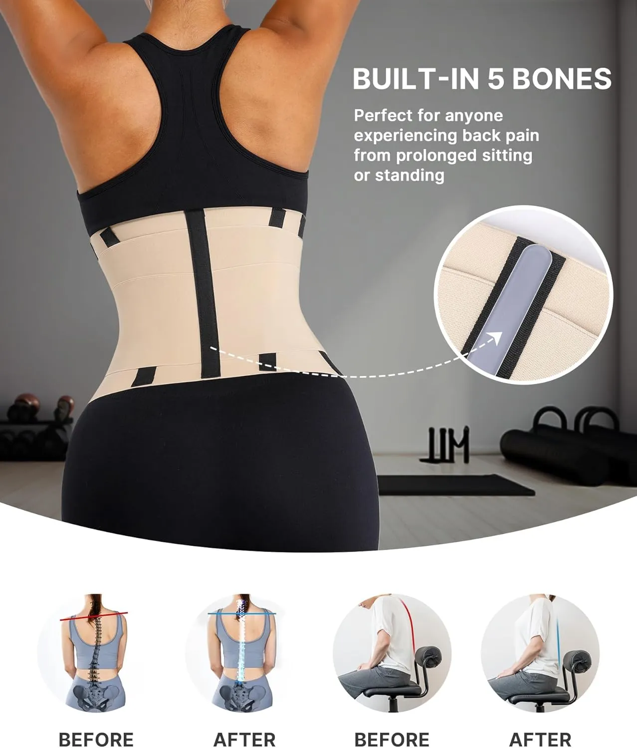 SHAPELLX Waist Trainer for Women Waist Cincher Corset Shapewear Body Shaper Tummy Control Stomach Belt Postpartum Band