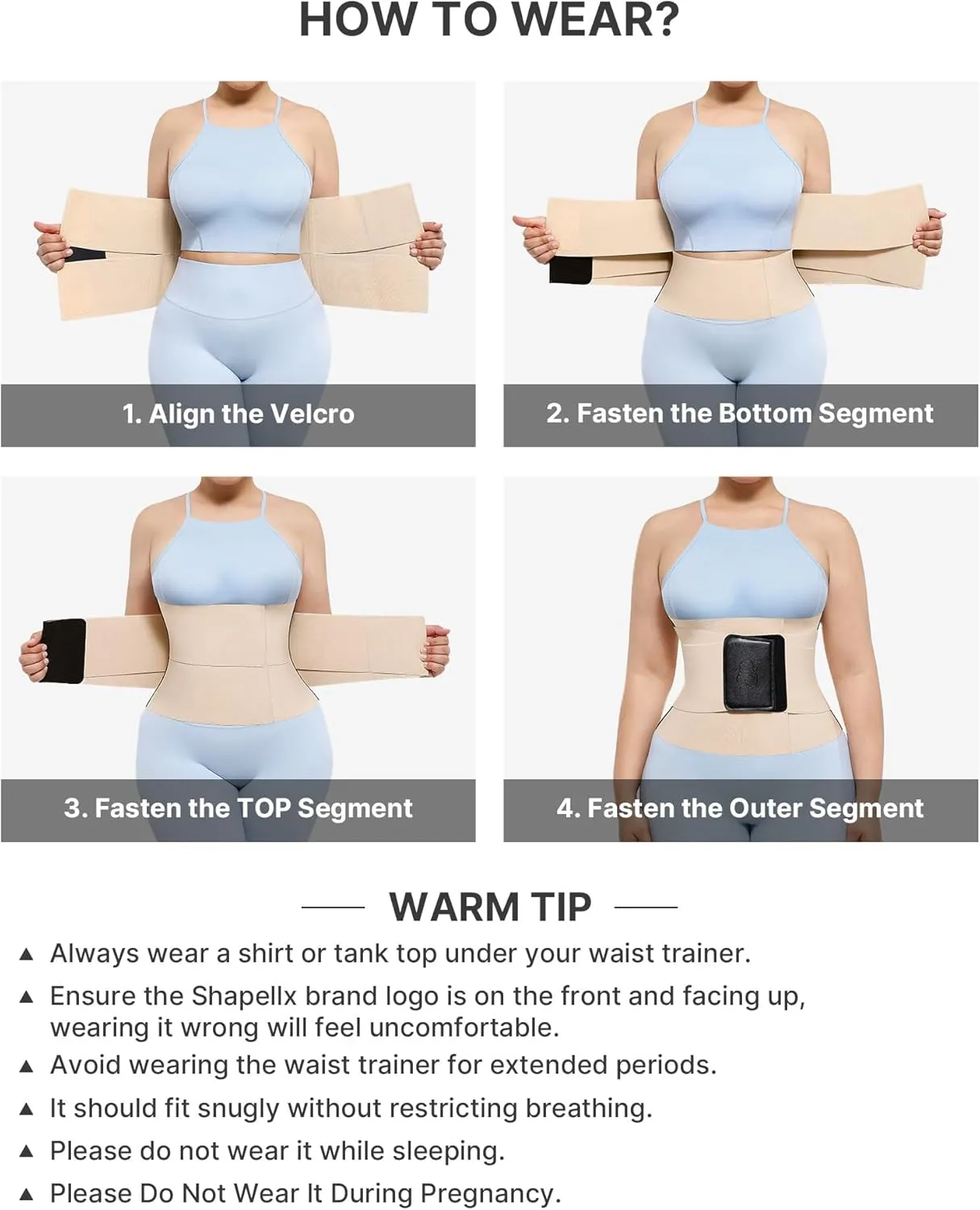 SHAPELLX Waist Trainer for Women Waist Cincher Corset Shapewear Body Shaper Tummy Control Stomach Belt Postpartum Band
