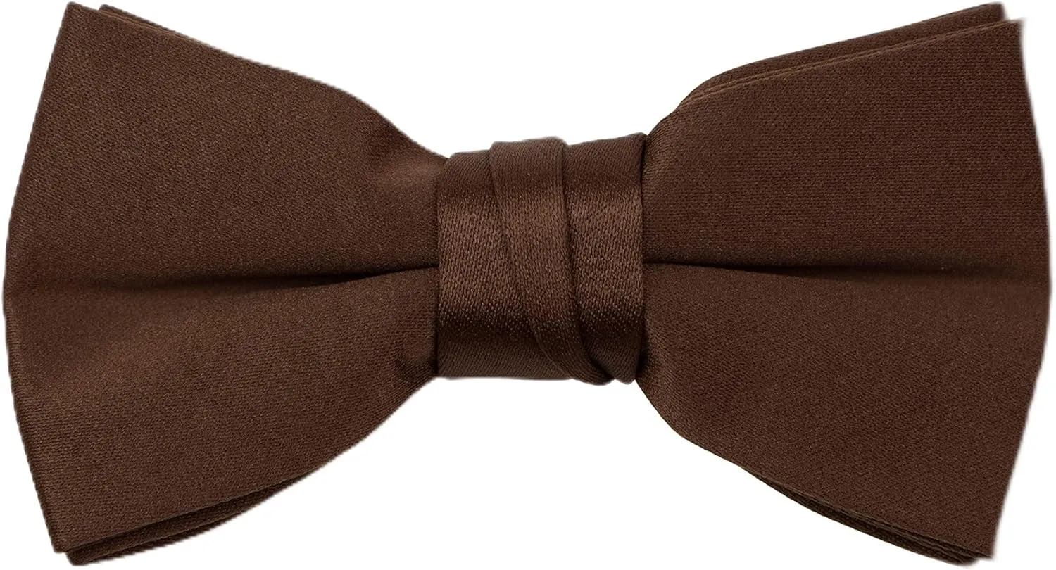 Spring Notion Boys' Pre-Tied Banded Satin Bow Tie, Optional Gift Box