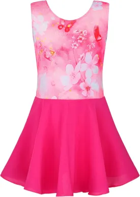 TENVDA Girls Ballet Leotards with Skirt Sparkly Sleeveless Gymnastics Dance Dresses Outfit (Toddler/Little Kid/Big Kids)