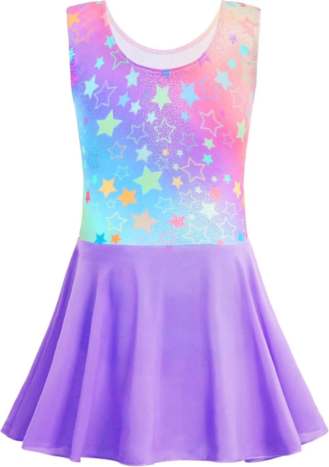 TENVDA Girls Ballet Leotards with Skirt Sparkly Sleeveless Gymnastics Dance Dresses Outfit (Toddler/Little Kid/Big Kids)