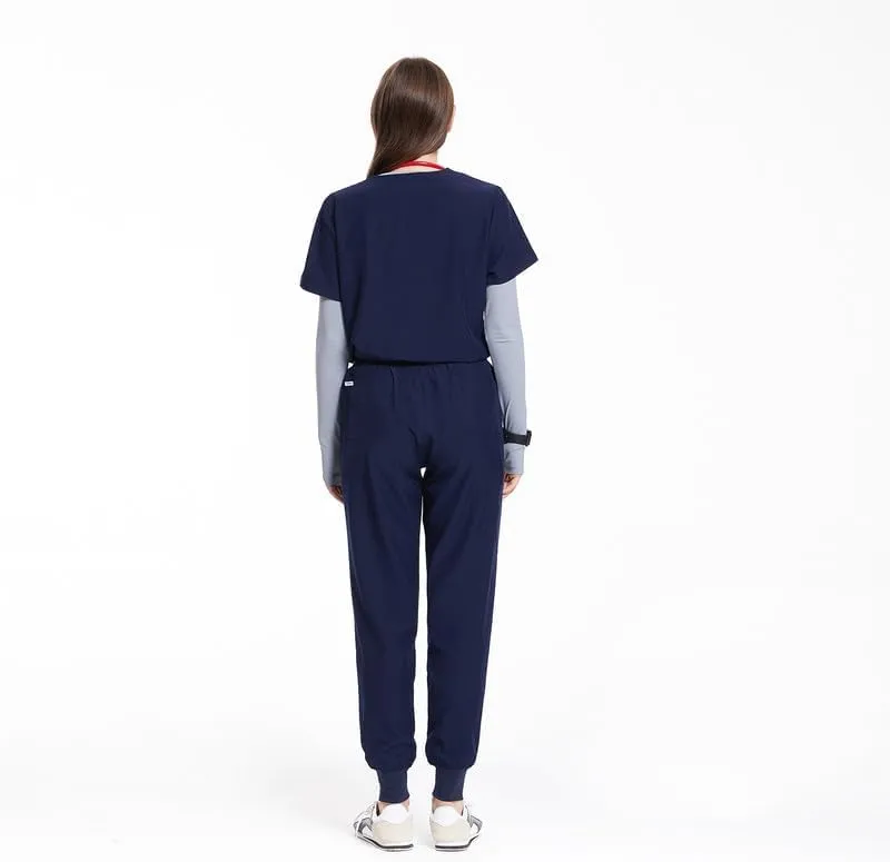 Uniforms World Scrubs for Women Set - Stretch Scrub Top & Pants with 8 Pockets, Yoga Waistband, Anti Wrinkle, Slim Fit
