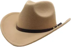Wide Brim Felt Cowboy Hat for Women Men, Classic Outdoor Fedora Hats Western Cowgirl Hats with Belt Buckle